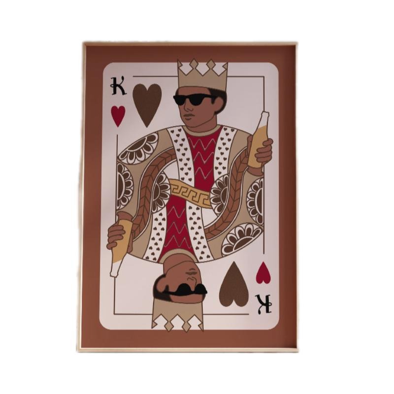 Black King Of Hearts Playing Card Poster, Black Man Wall Art Print, Gifts For Women Her Wall Art Decor, Poster Prints No...