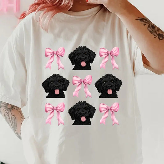 Black Labradoodle With Bows Shirt ~ Unisex Apparel Relaxed Fit Printed In The USA Clothing Womenswear Casual Comfort...