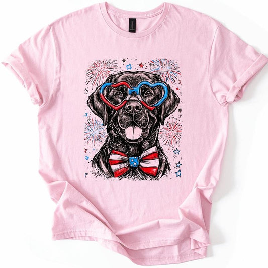 Black Labrador, Lab Patriotic Dog, USA, America, Pet Lover, 4th of July, Soft Style T-Shirt, Soft Style Tee, Women's...