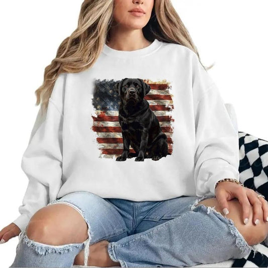 Black Labradors and USA Flag Patriotic Vintage Unisex Hoodie Sweatshirts Hunting Season Retro and National Hunting Day 1...