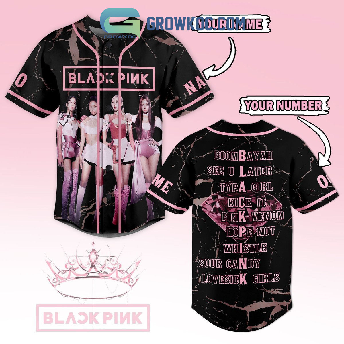Black Pink All Album Personalized Baseball Jersey