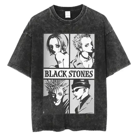 Black Stones Shirt Japanese Anime Nana Osaki Print Vintage Washed Tshirt Harajuku Streetwear Graphic Hoodie, Sweatshirt