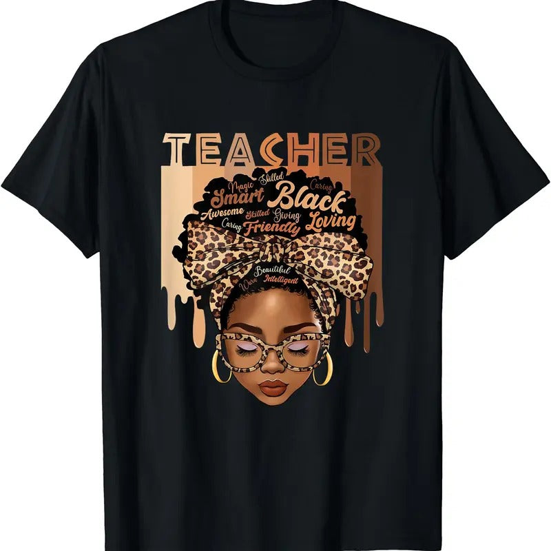 Black Teacher Magic Black History Month Afro Hair Melanin T-Shirt | Unisex cotton tee Gifts, Crewneck Hoodie, Sweatshirt