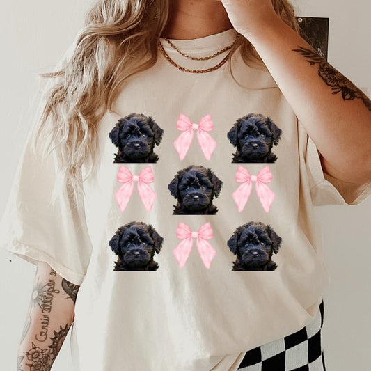 Black Yorkipoo with bows Shirt ~ Unisex Apparel Relaxed Fit Printed In The USA Clothing Womenswear Casual Comfort Cotton...