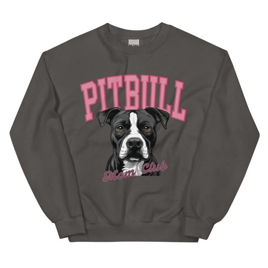 Black and White Pitbull Mom Club Sweatshirt ~ Sweatshirt Unisex Apparel Relaxed Fit Printed in the USA Clothing...
