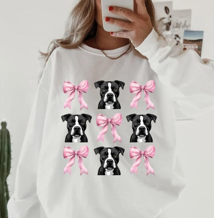 Black and white Pitbull  CREWNECK SWEATSHIRT Womenswear Casual Comfortable T-Shirts, Hoodie | WearSparks.com