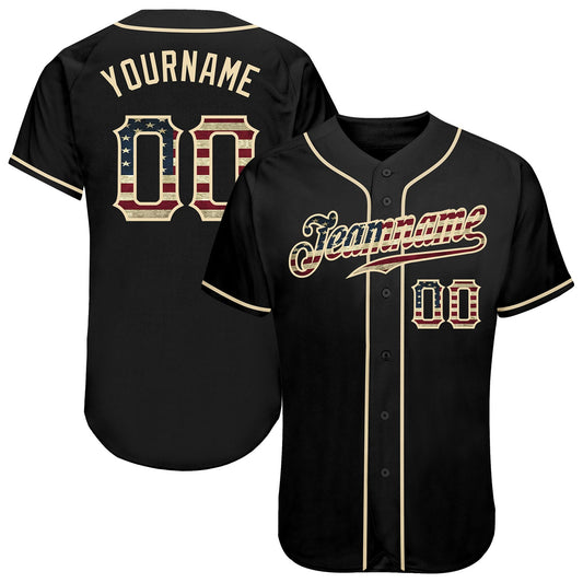 Custom Black Vintage USA Flag-Cream Authentic Baseball Jersey T-Shirts, Hoodie, Sweatshirt | WearSparks.com (Image 1)