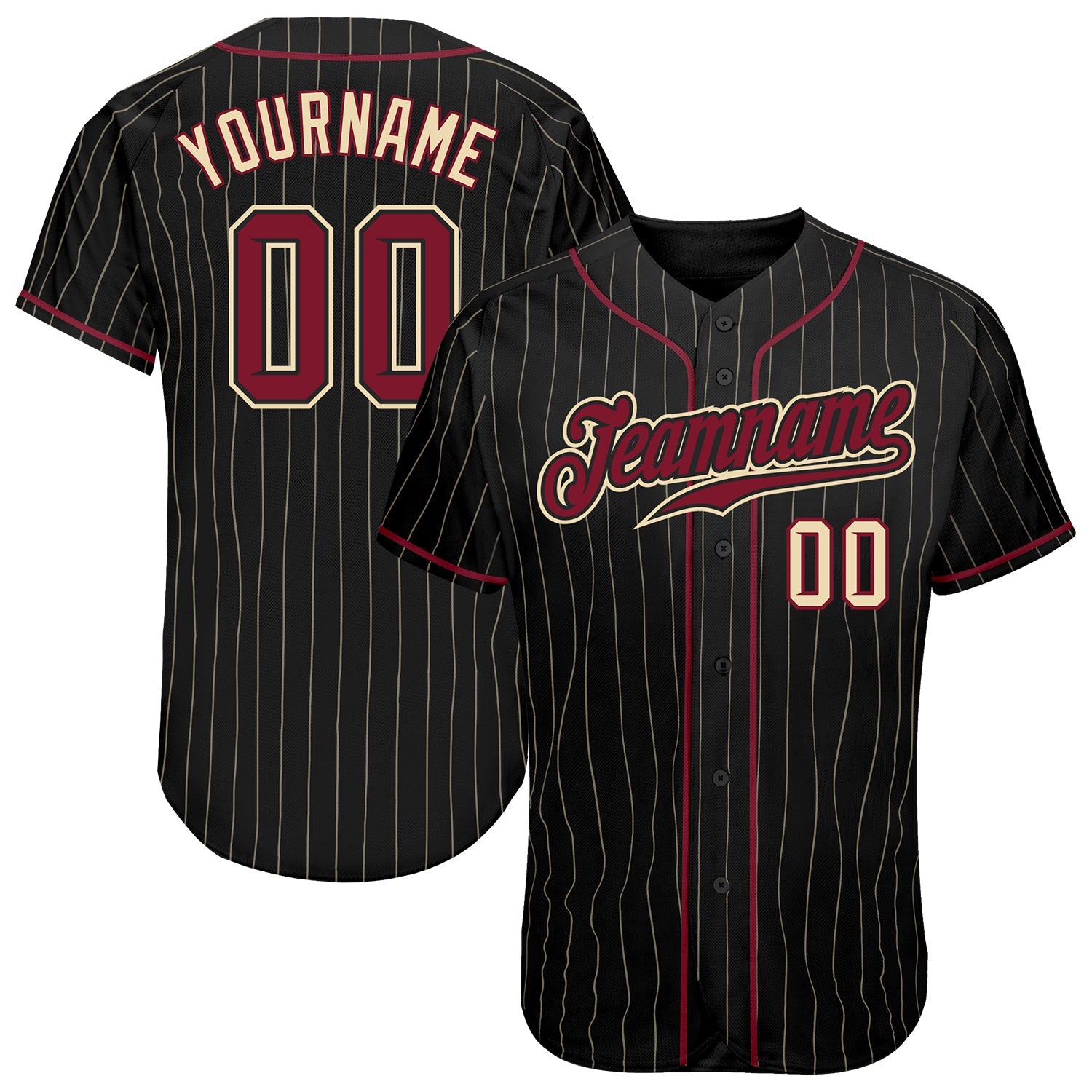 Custom Black Cream Pinstripe Crimson-Cream Authentic Baseball Jersey T-Shirts, Hoodie, Sweatshirt | WearSparks.com (Image 1)