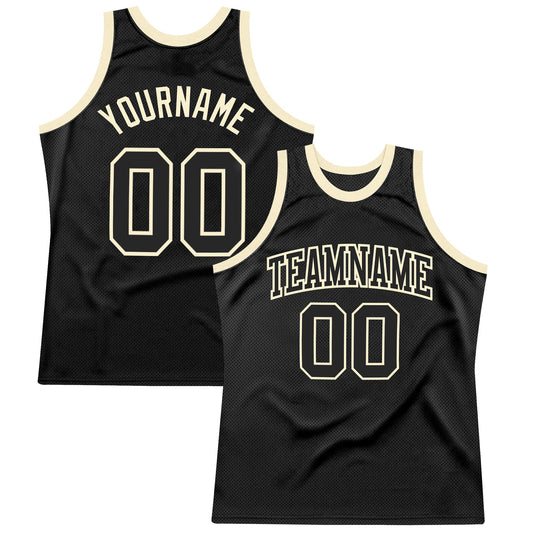 Custom Black Black-Cream Authentic Throwback Basketball Jersey T-Shirts, Hoodie, Sweatshirt | WearSparks.com (Image 1)