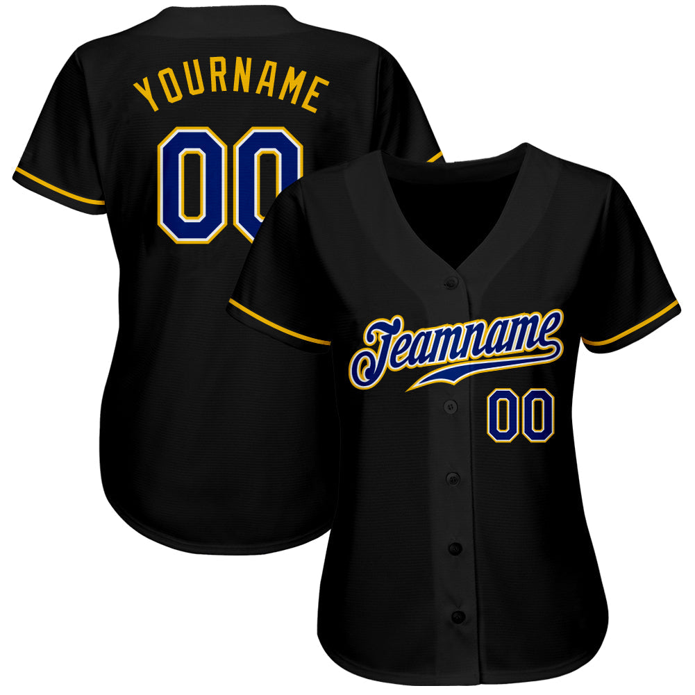 Custom Black Royal-Gold Authentic Baseball Jersey T-Shirts, Hoodie, Sweatshirt | WearSparks.com (Image 2)