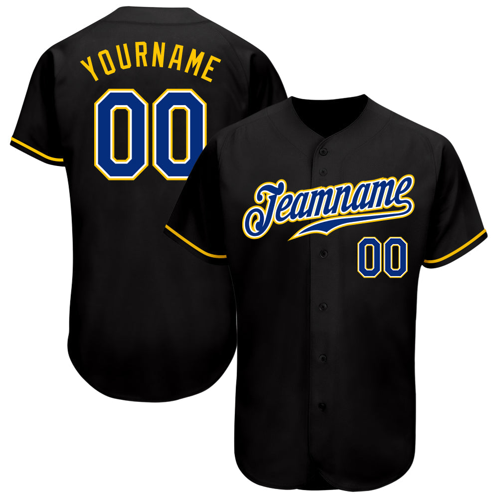 Custom Black Royal-Gold Authentic Baseball Jersey T-Shirts, Hoodie, Sweatshirt | WearSparks.com (Image 1)