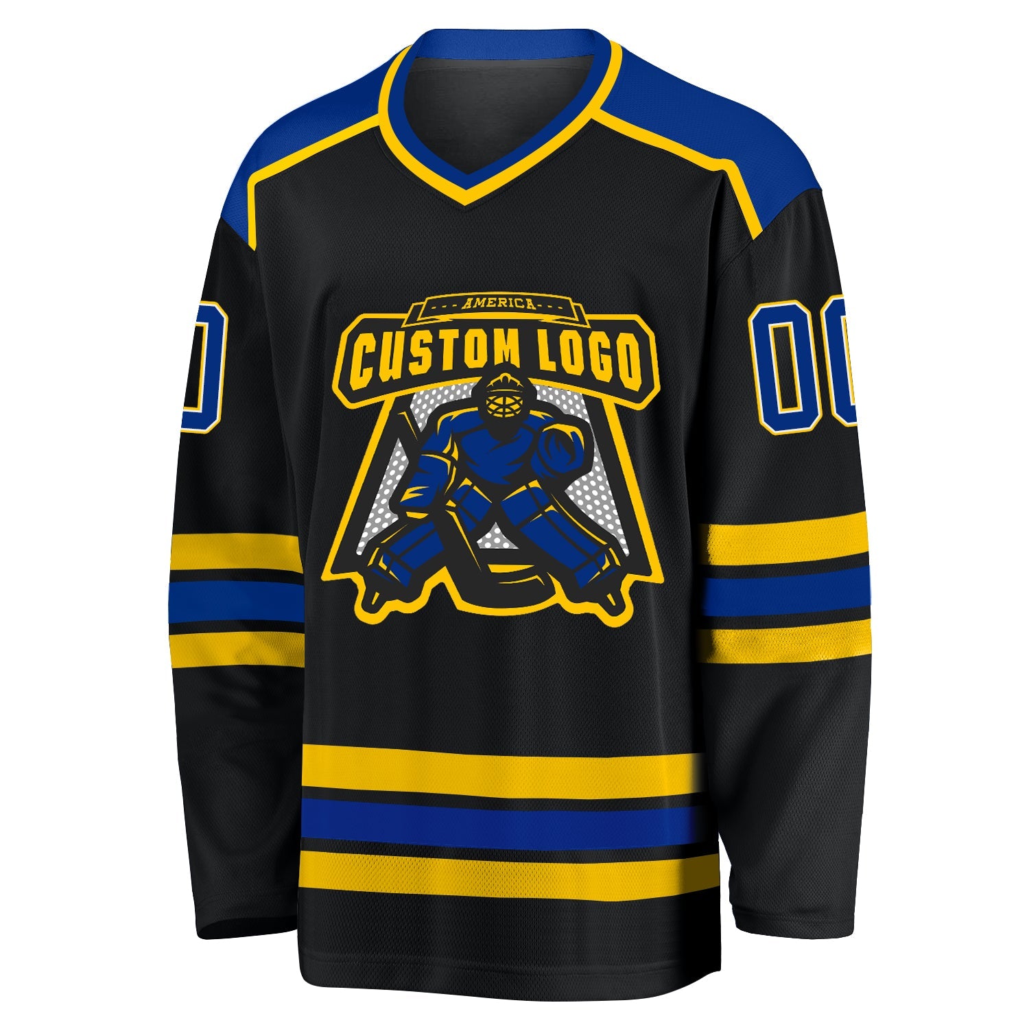 Custom Black Royal-Gold Hockey Jersey T-Shirts, Hoodie, Sweatshirt | WearSparks.com (Image 2)