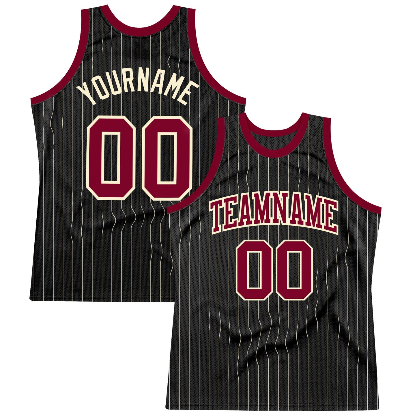 Custom Black Cream Pinstripe Maroon-Cream Authentic Basketball Jersey T-Shirts, Hoodie, Sweatshirt | WearSparks.com (Image 1)