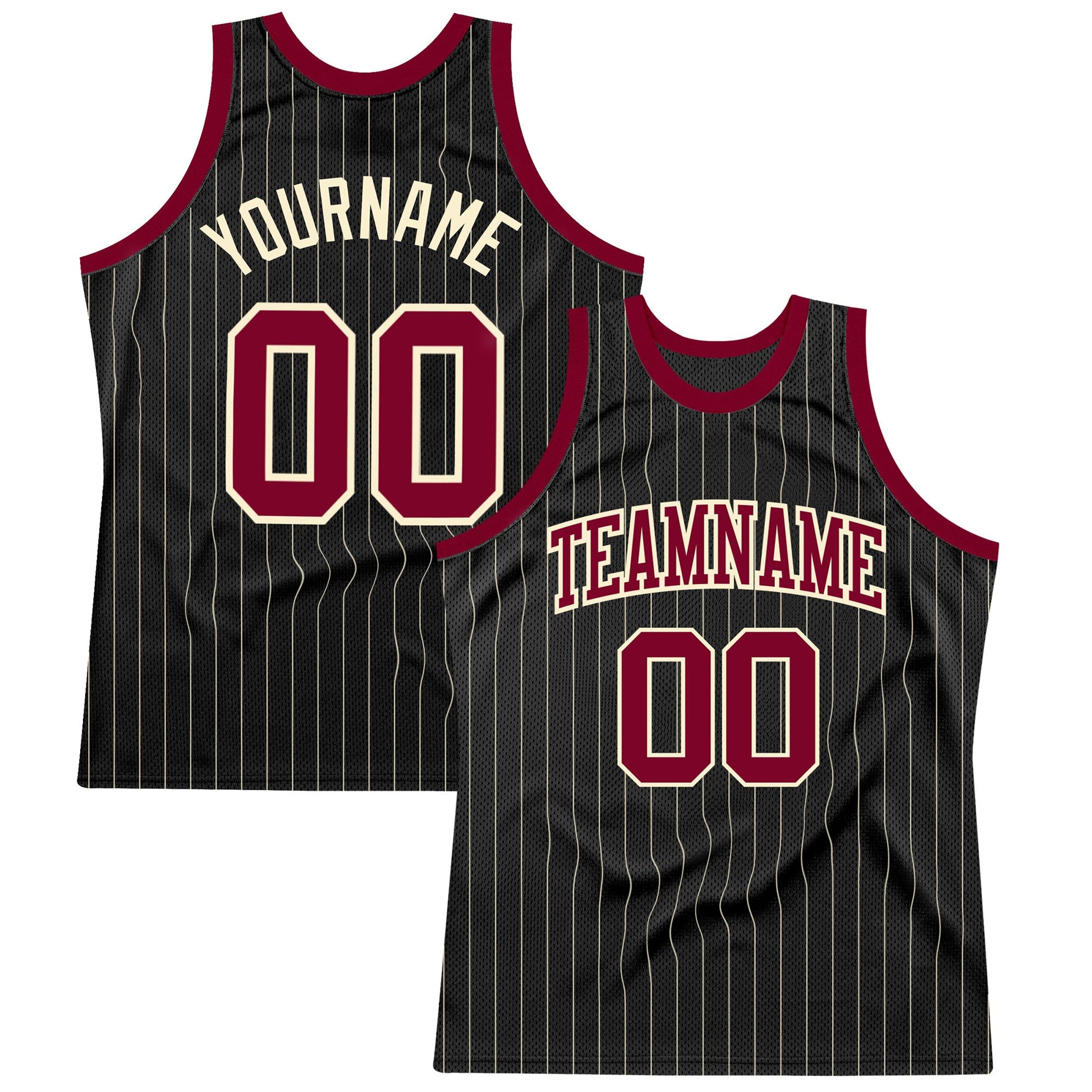 Custom Black Cream Pinstripe Maroon-Cream Authentic Basketball Jersey T-Shirts, Hoodie, Sweatshirt | WearSparks.com (Image 1)