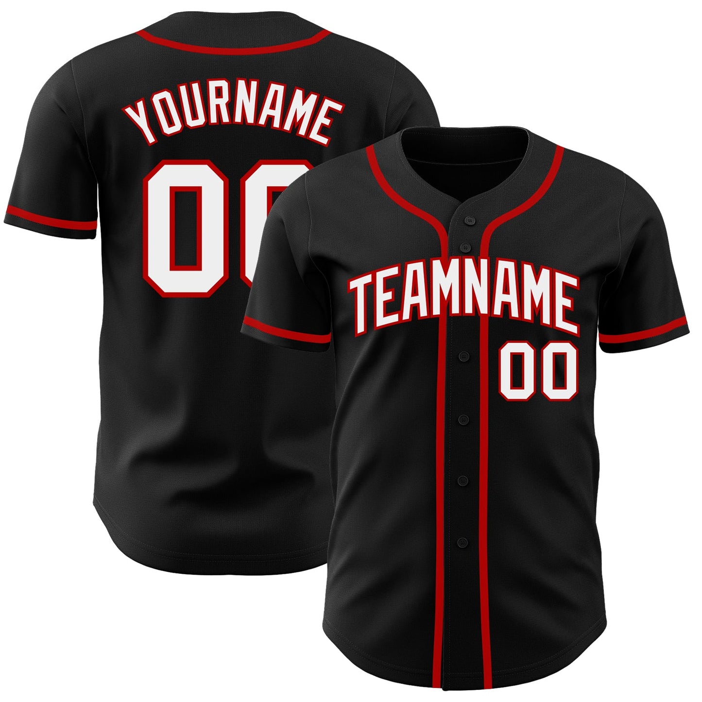 Custom Black White-Red Authentic Baseball Jersey T-Shirts, Hoodie, Sweatshirt | WearSparks.com (Image 1)