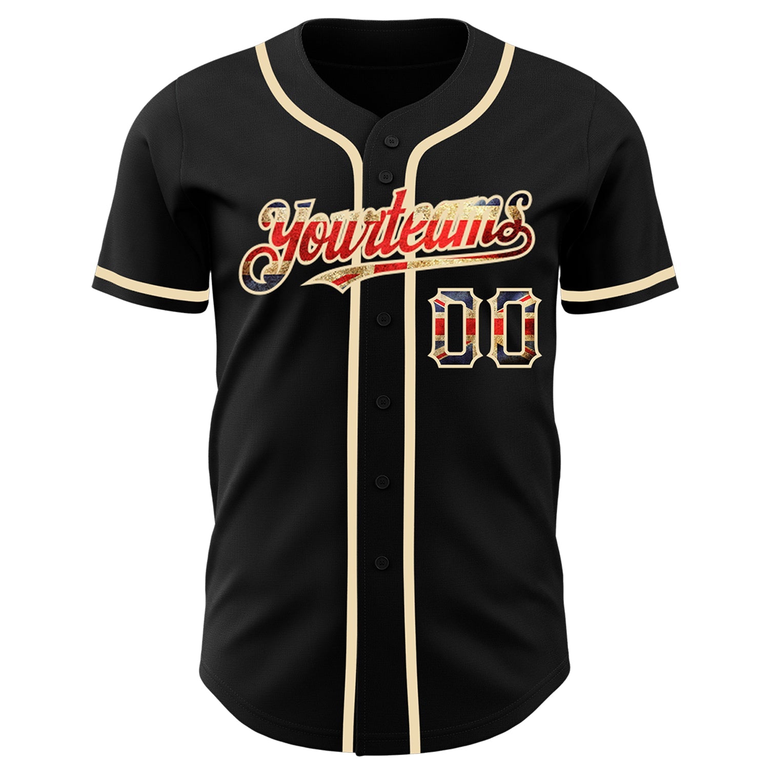 Custom Black Vintage UK Flag-City Cream Authentic Baseball Jersey