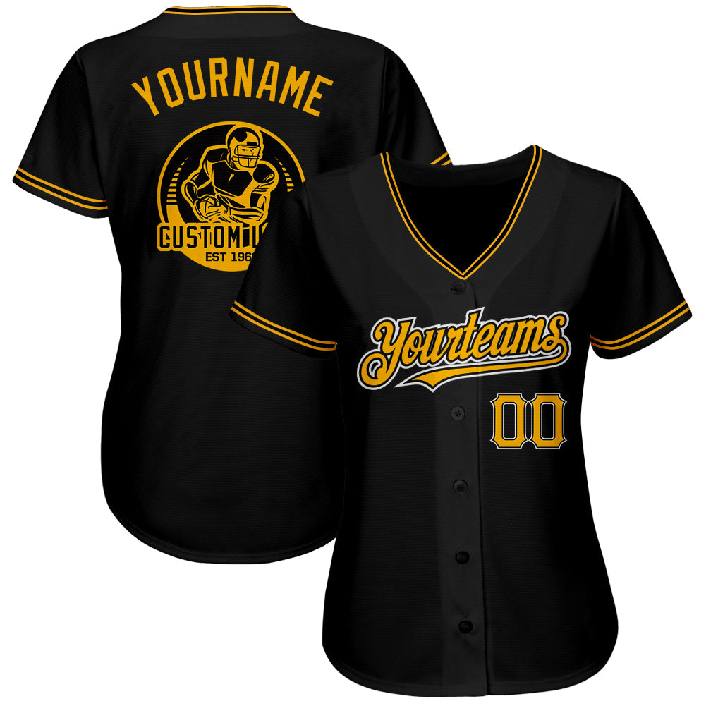 Custom Black Gold-Yellow Authentic Baseball Jersey T-Shirts, Hoodie, Sweatshirt | WearSparks.com (Image 2)