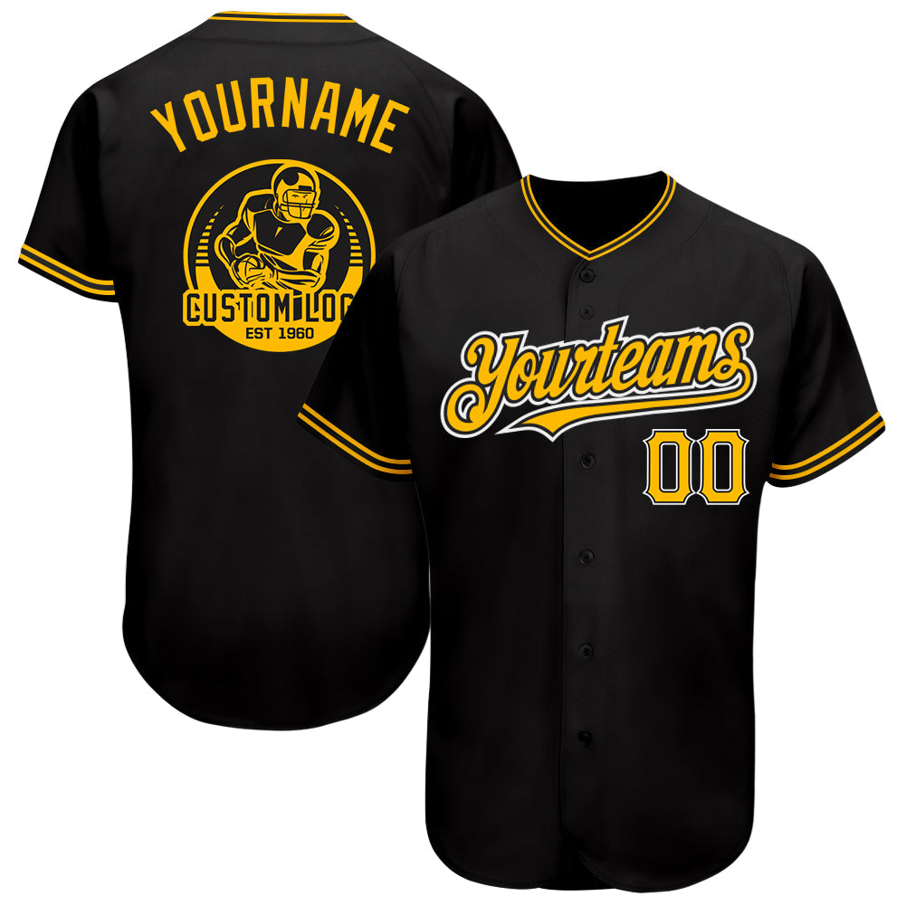 Custom Black Gold-Yellow Authentic Baseball Jersey T-Shirts, Hoodie, Sweatshirt | WearSparks.com (Image 1)