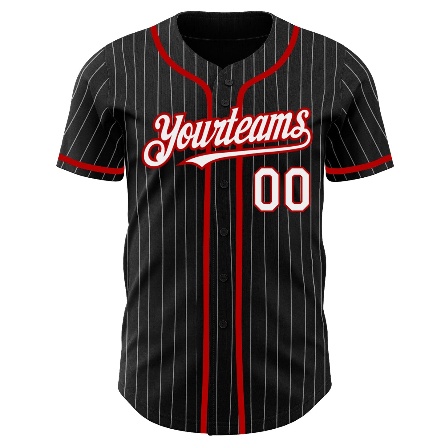 Custom Black White Pinstripe Red Authentic Baseball Jersey T-Shirts, Hoodie, Sweatshirt | WearSparks.com (Image 2)
