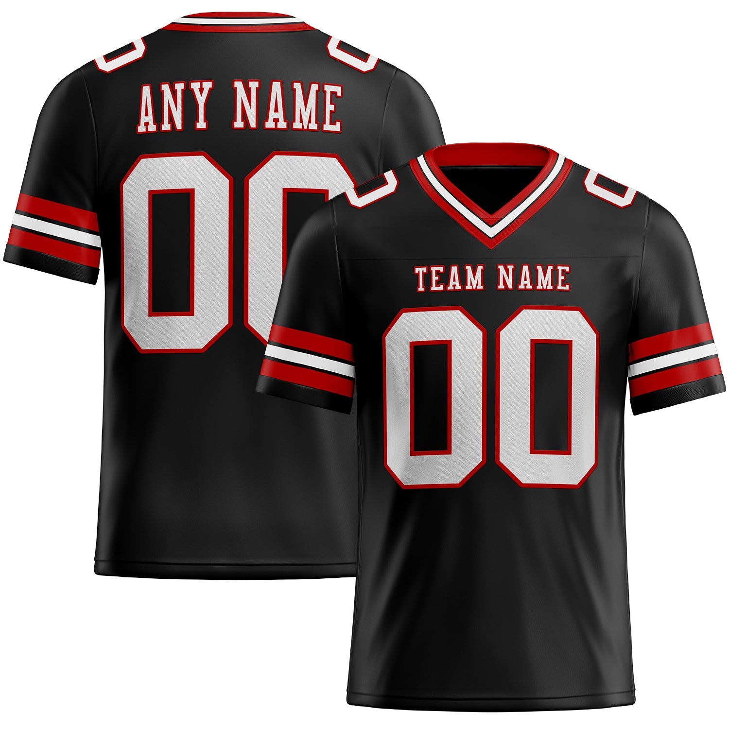 Custom Black White-Red Authentic Football Jersey T-Shirts, Hoodie, Sweatshirt | WearSparks.com (Image 1)