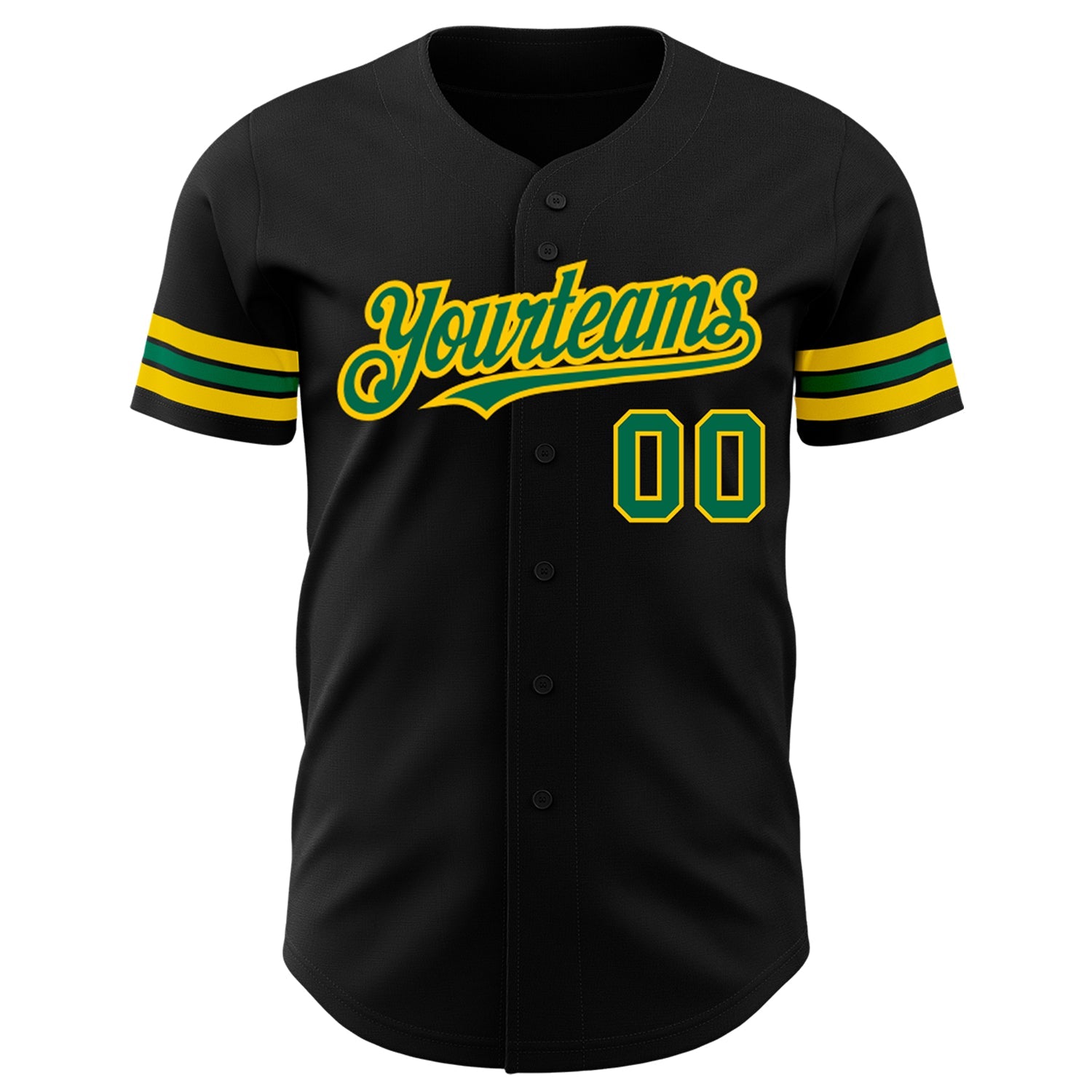 Custom Black Kelly Green-Yellow Authentic Baseball Jersey T-Shirts, Hoodie, Sweatshirt | WearSparks.com (Image 2)