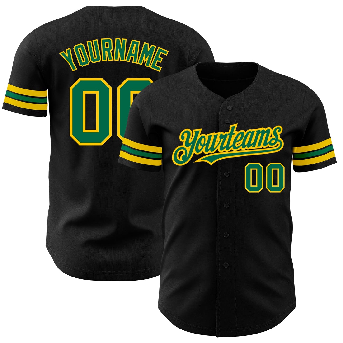 Custom Black Kelly Green-Yellow Authentic Baseball Jersey T-Shirts, Hoodie, Sweatshirt | WearSparks.com (Image 1)