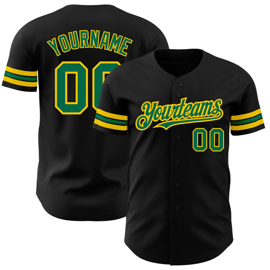 Custom Black Kelly Green-Yellow Authentic Baseball Jersey T-Shirts, Hoodie, Sweatshirt | WearSparks.com (Image 1)