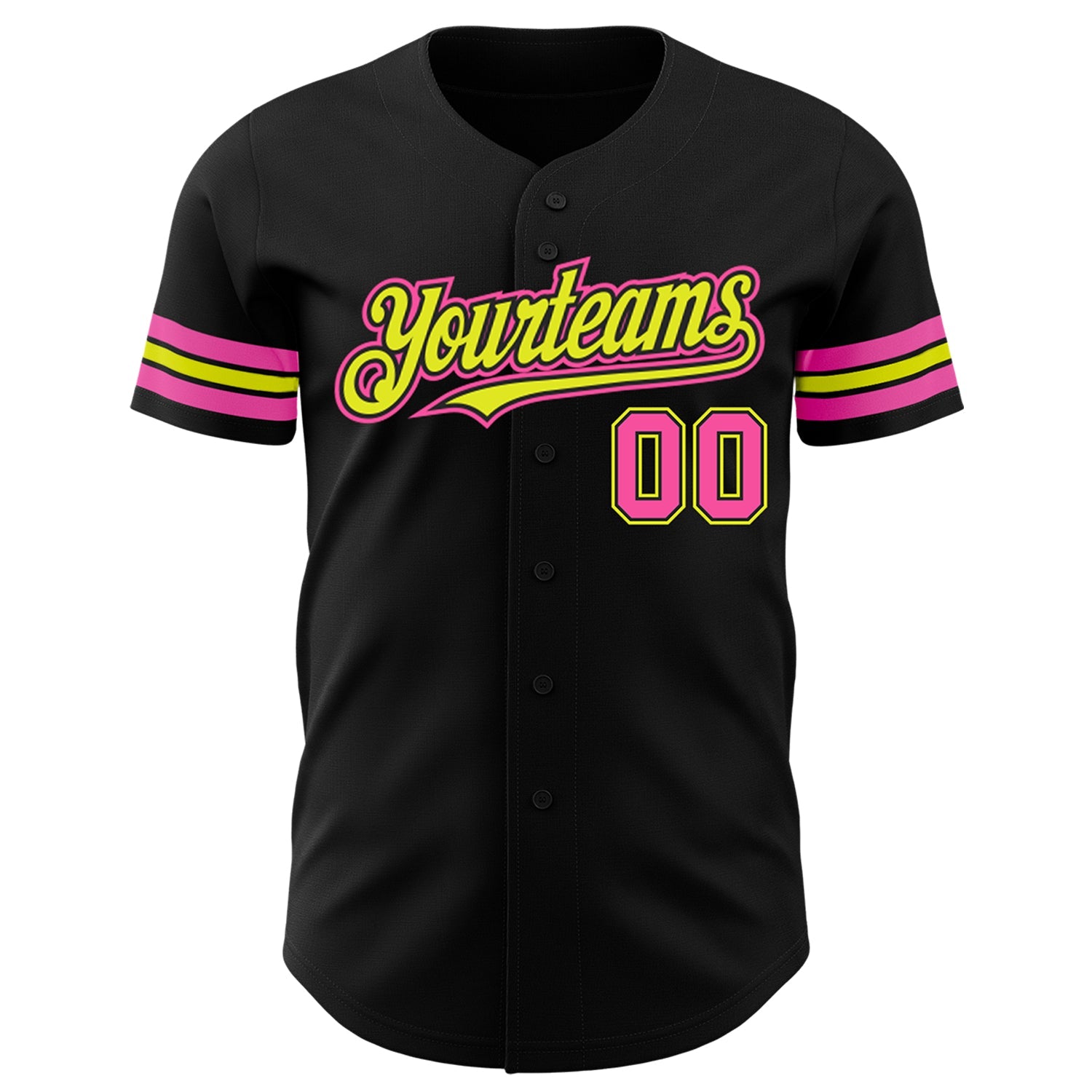 Custom Black Pink-Neon Yellow Authentic Baseball Jersey T-Shirts, Hoodie, Sweatshirt | WearSparks.com (Image 2)