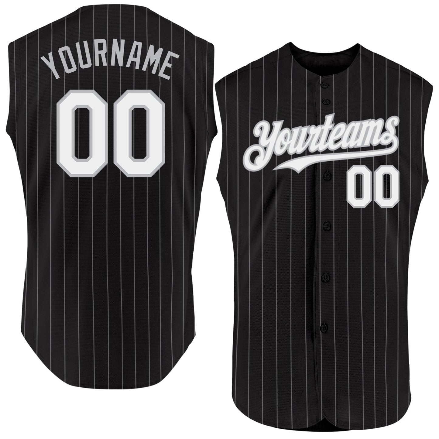 Custom Black Gray Pinstripe White Authentic Sleeveless Baseball Jersey T-Shirts, Hoodie, Sweatshirt (Image 1)