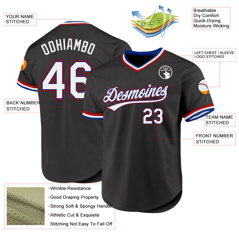 Custom Black Royal-Red Authentic Throwback Baseball Jersey T-Shirts, Hoodie, Sweatshirt | WearSparks.com (Image 3)