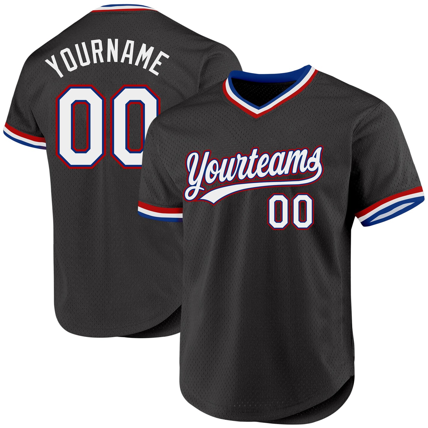 Custom Black Royal-Red Authentic Throwback Baseball Jersey T-Shirts, Hoodie, Sweatshirt | WearSparks.com (Image 1)