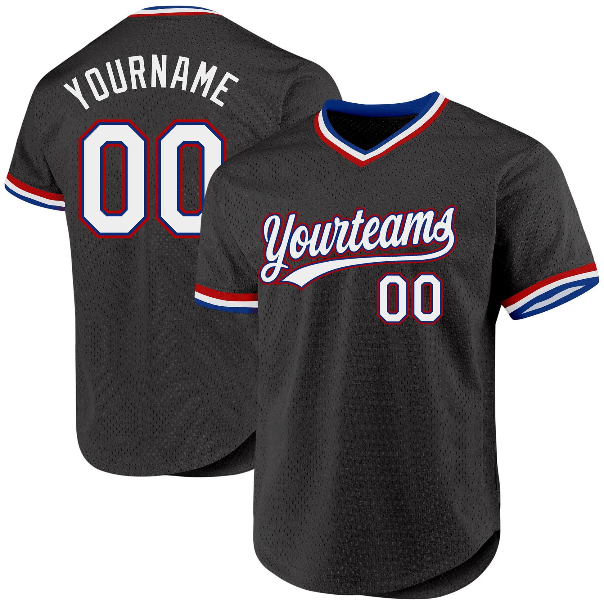 Custom Black Royal-Red Authentic Throwback Baseball Jersey T-Shirts, Hoodie, Sweatshirt | WearSparks.com (Image 1)