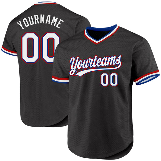 Custom Black Royal-Red Authentic Throwback Baseball Jersey T-Shirts, Hoodie, Sweatshirt | WearSparks.com (Image 1)