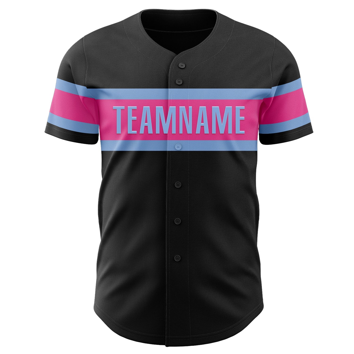 Custom Black Pink-Light Blue Authentic Baseball Jersey T-Shirts, Hoodie, Sweatshirt | WearSparks.com (Image 2)