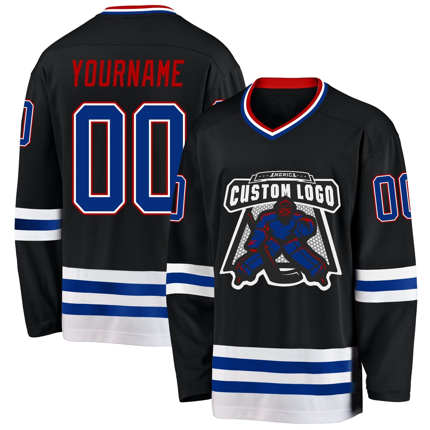 Custom Black Royal-Red Hockey Jersey T-Shirts, Hoodie, Sweatshirt | WearSparks.com (Image 2)