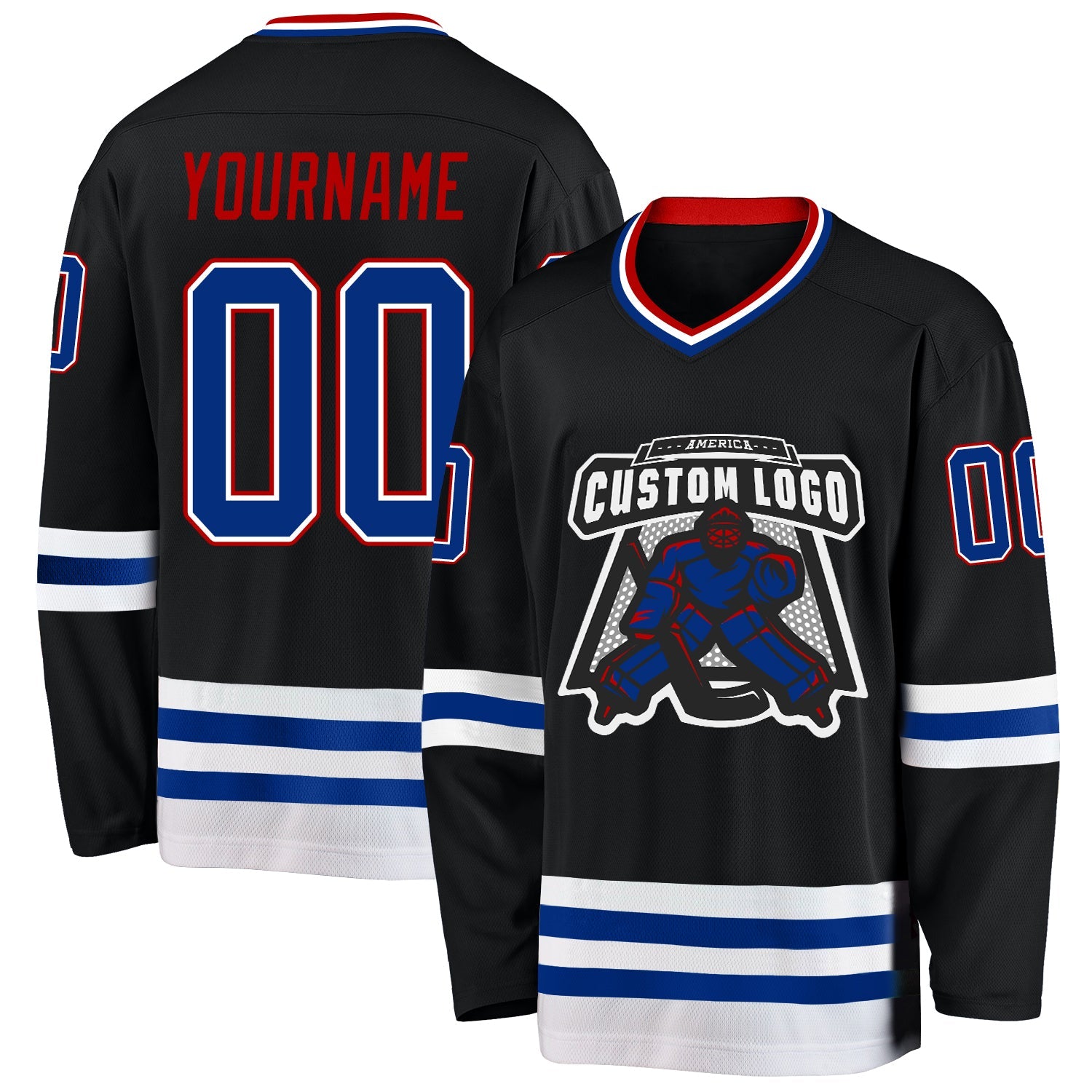 Custom Black Royal-Red Hockey Jersey T-Shirts, Hoodie, Sweatshirt | WearSparks.com (Image 2)