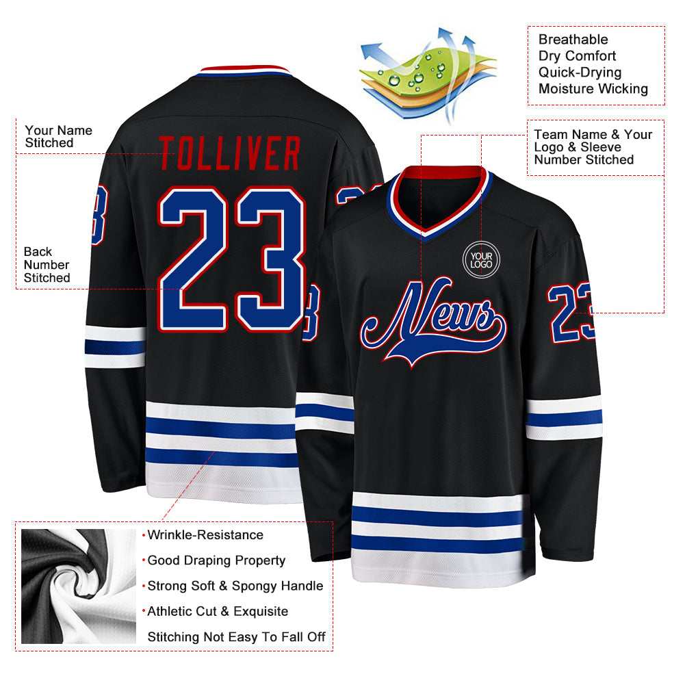Custom Black Royal-Red Hockey Jersey T-Shirts, Hoodie, Sweatshirt | WearSparks.com (Image 3)
