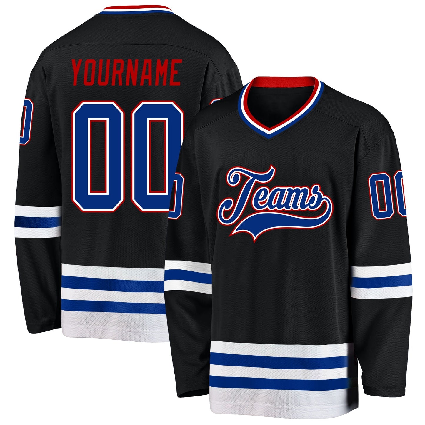 Custom Black Royal-Red Hockey Jersey T-Shirts, Hoodie, Sweatshirt | WearSparks.com (Image 1)