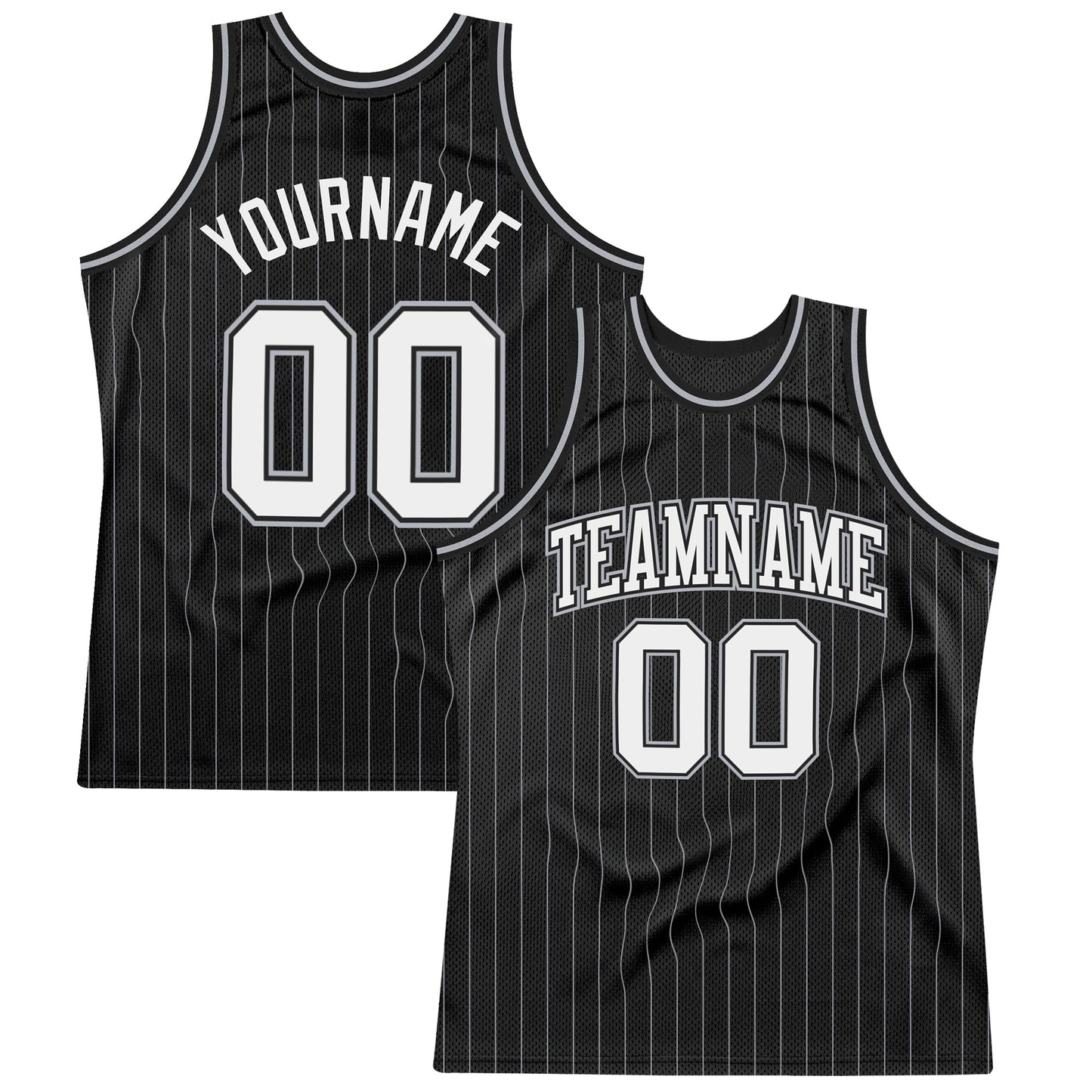 Custom Black Gray Pinstripe White Authentic Basketball Jersey T-Shirts, Hoodie, Sweatshirt | WearSparks.com (Image 1)