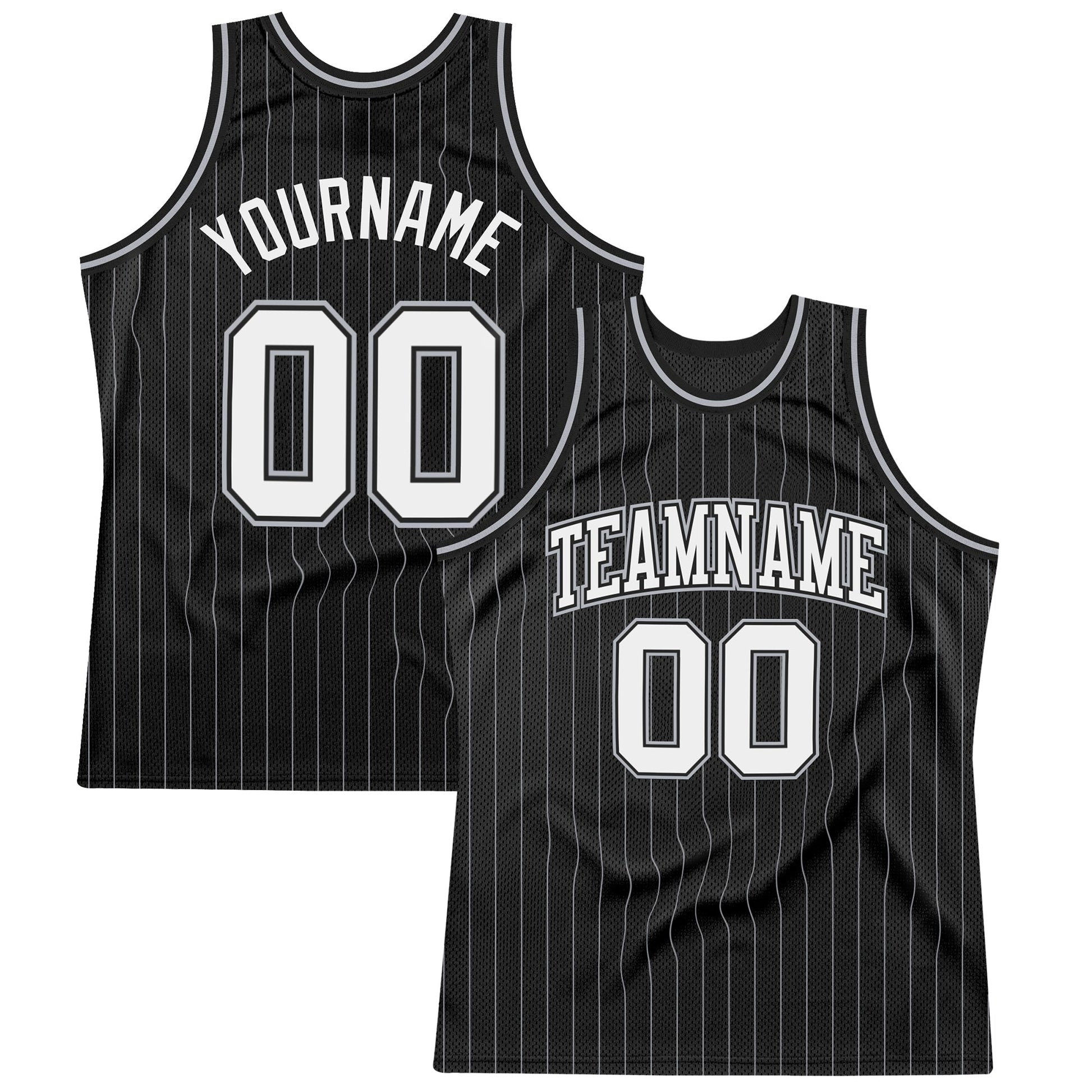 Custom Black Gray Pinstripe White Authentic Basketball Jersey T-Shirts, Hoodie, Sweatshirt | WearSparks.com (Image 1)
