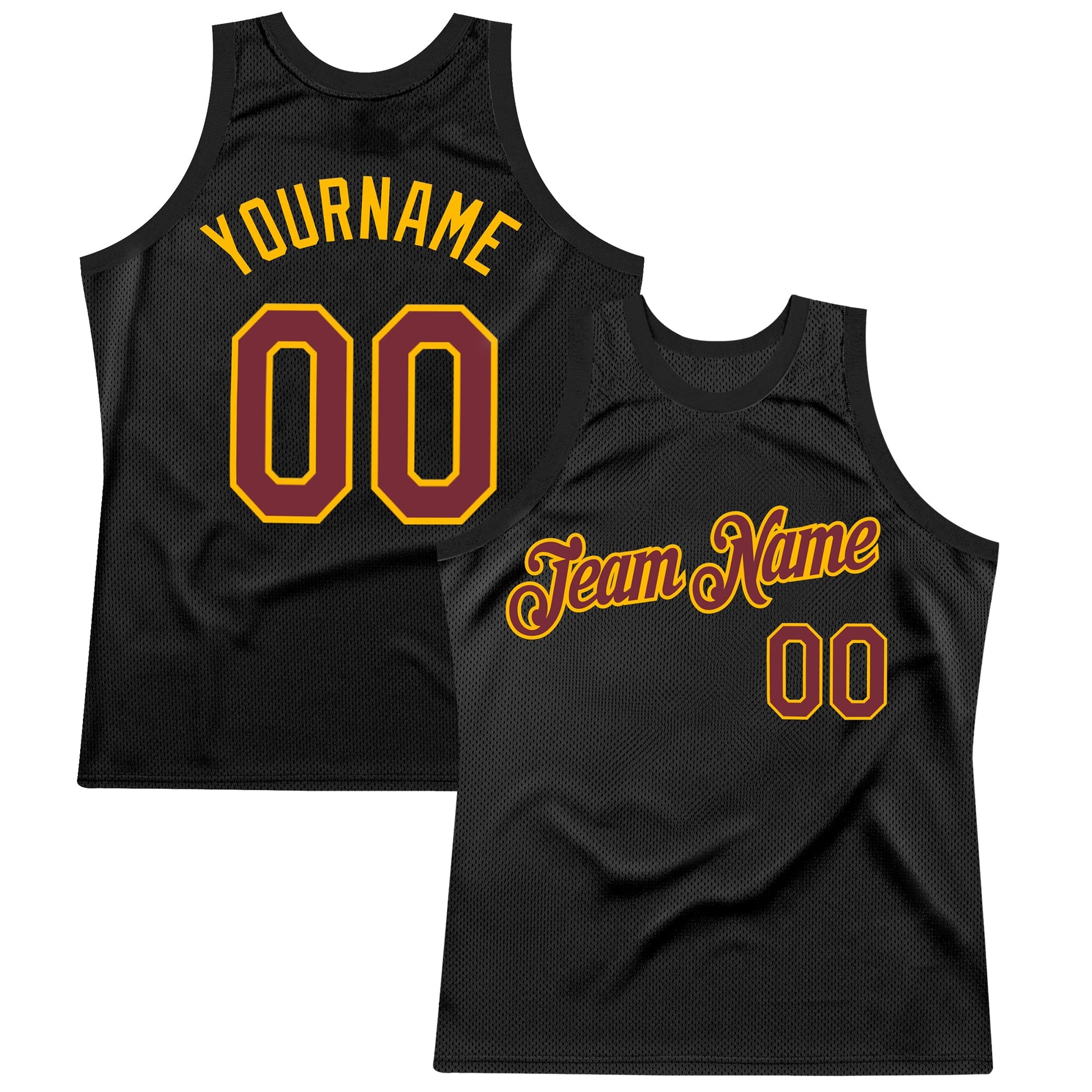 Custom Black Burgundy-Gold Authentic Throwback Basketball Jersey T-Shirts, Hoodie, Sweatshirt | WearSparks.com (Image 1)