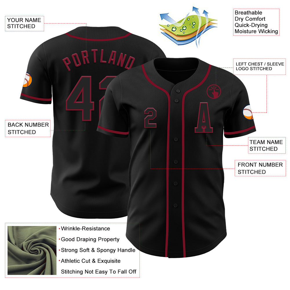 Custom Black Crimson Authentic Baseball Jersey T-Shirts, Hoodie, Sweatshirt | WearSparks.com (Image 2)
