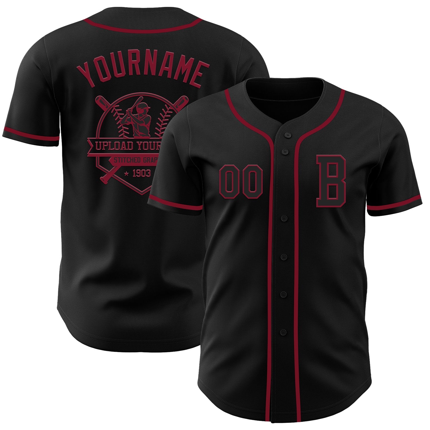 Custom Black Crimson Authentic Baseball Jersey T-Shirts, Hoodie, Sweatshirt | WearSparks.com (Image 5)