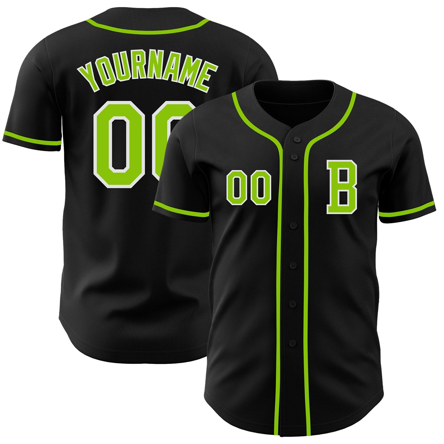 Custom Black Neon Green-White Authentic Baseball Jersey T-Shirts, Hoodie, Sweatshirt | WearSparks.com (Image 1)