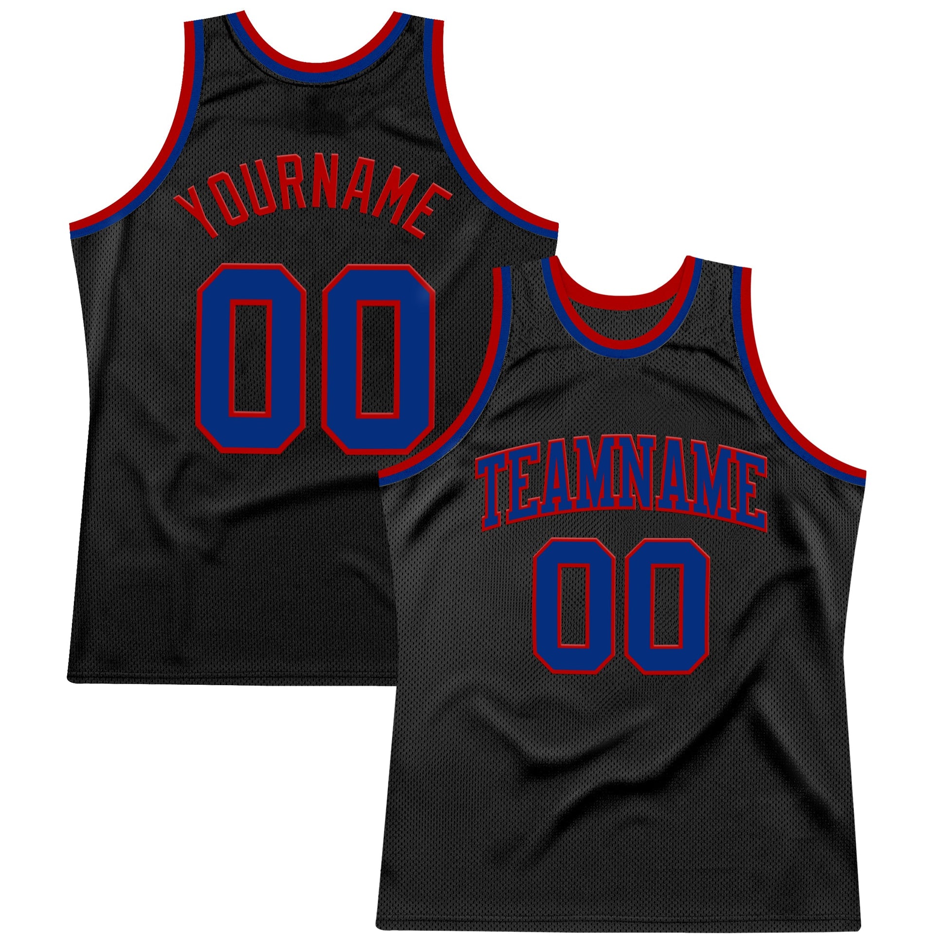 Custom Black Royal-Red Authentic Throwback Basketball Jersey T-Shirts, Hoodie, Sweatshirt | WearSparks.com (Image 1)