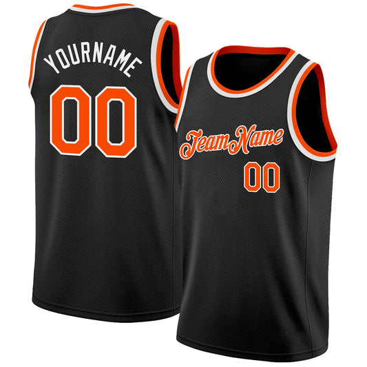 Custom Black Orange-White Authentic Basketball Jersey T-Shirts, Hoodie, Sweatshirt | WearSparks.com (Image 1)
