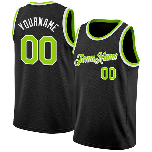 Custom Black Neon Green-White Authentic Basketball Jersey T-Shirts, Hoodie, Sweatshirt | WearSparks.com (Image 1)