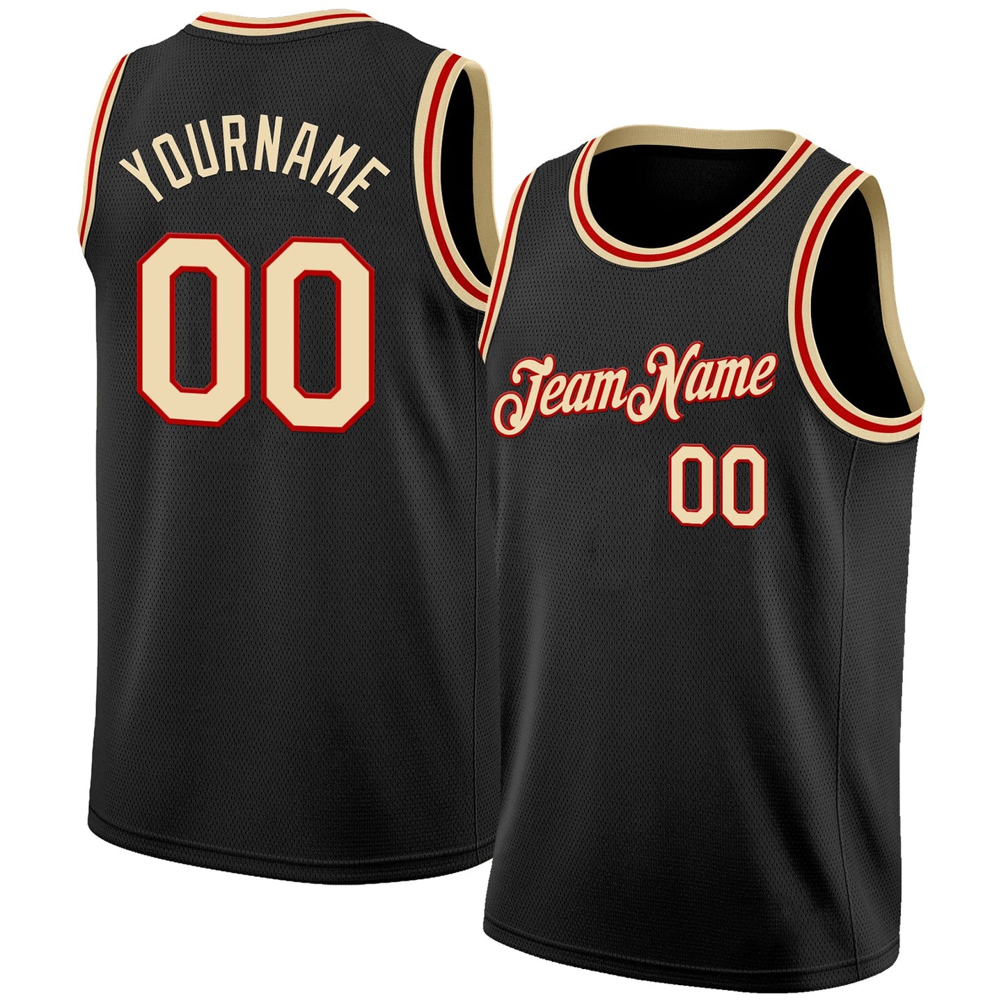 Custom Black Cream-Red Authentic Basketball Jersey T-Shirts, Hoodie, Sweatshirt | WearSparks.com (Image 1)