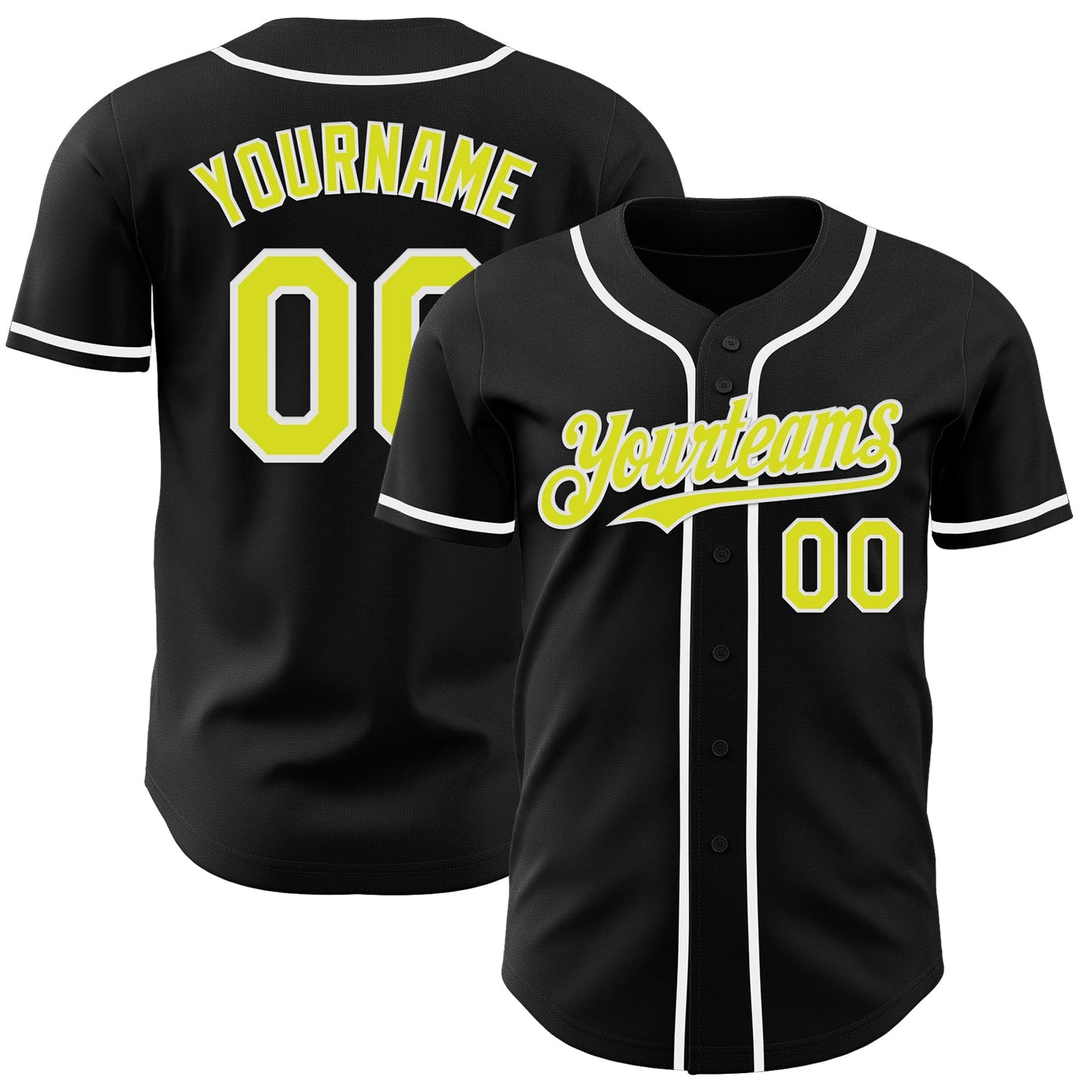 Custom Black Neon Yellow-White Authentic Baseball Jersey T-Shirts, Hoodie, Sweatshirt | WearSparks.com (Image 1)