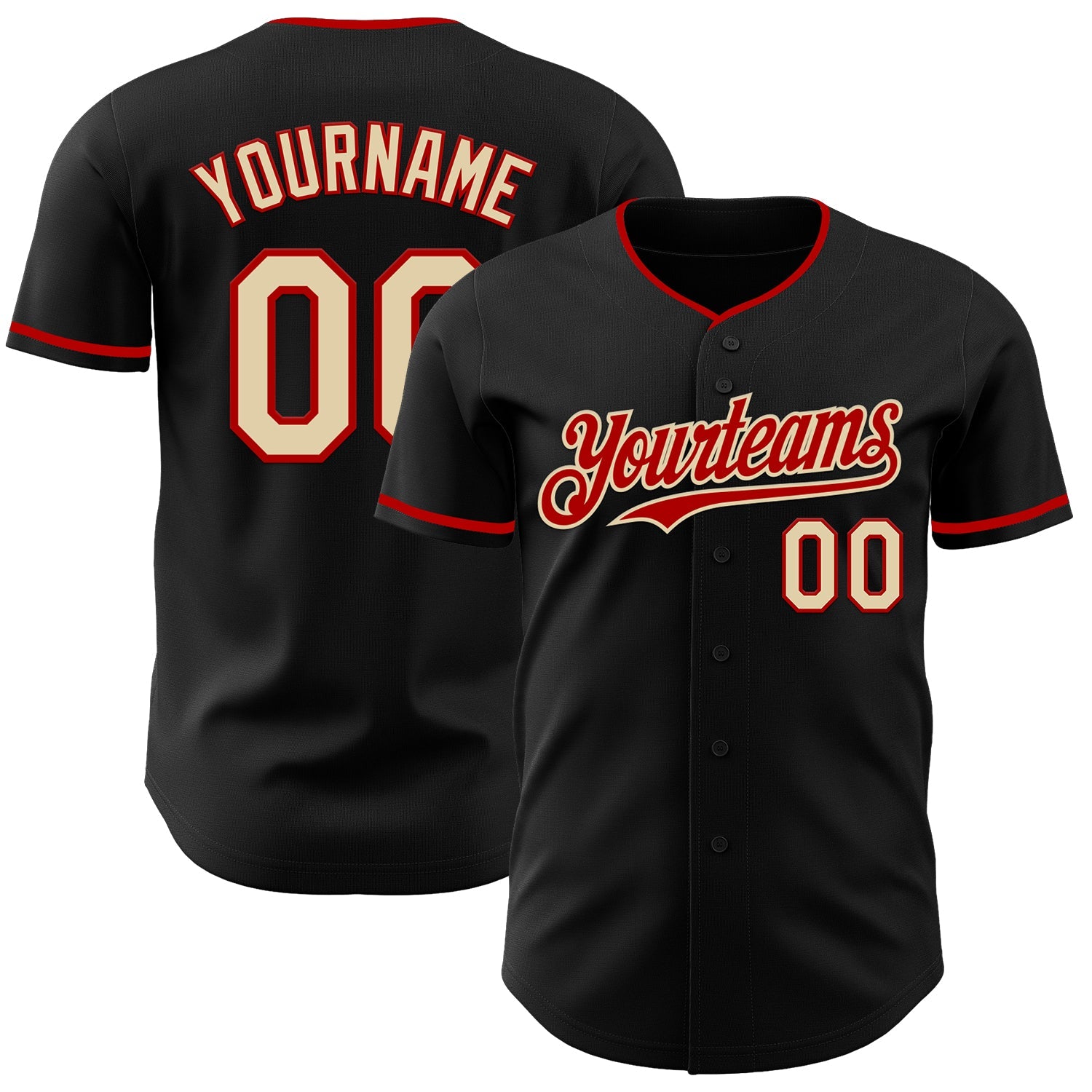 Custom Black Cream-Red Authentic Baseball Jersey T-Shirts, Hoodie, Sweatshirt | WearSparks.com (Image 1)